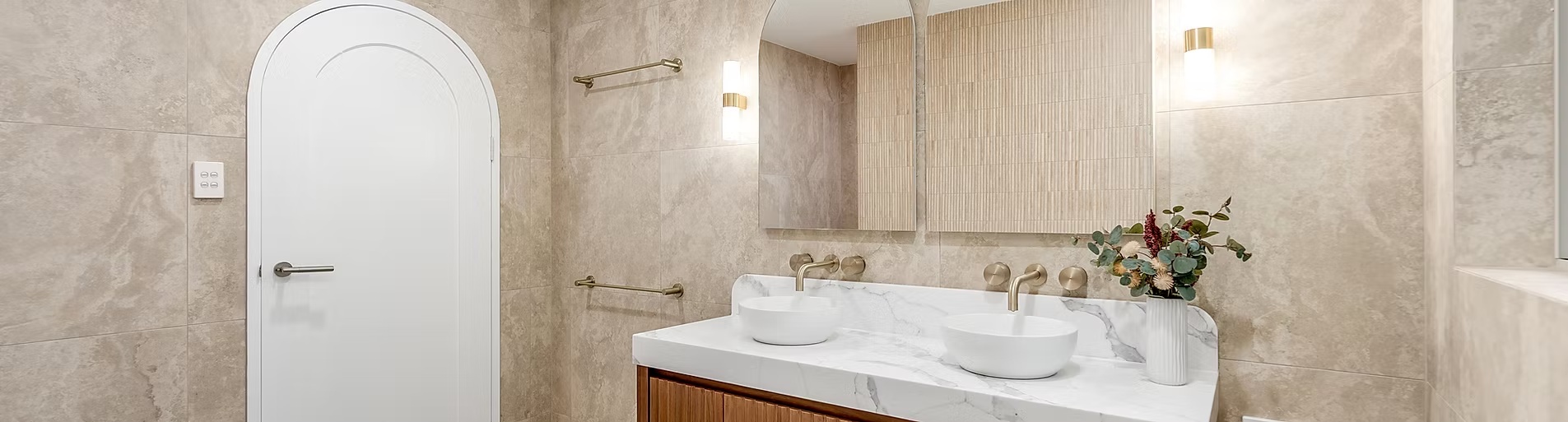 Camp Hill his and hers vanity completed by ID Tiling